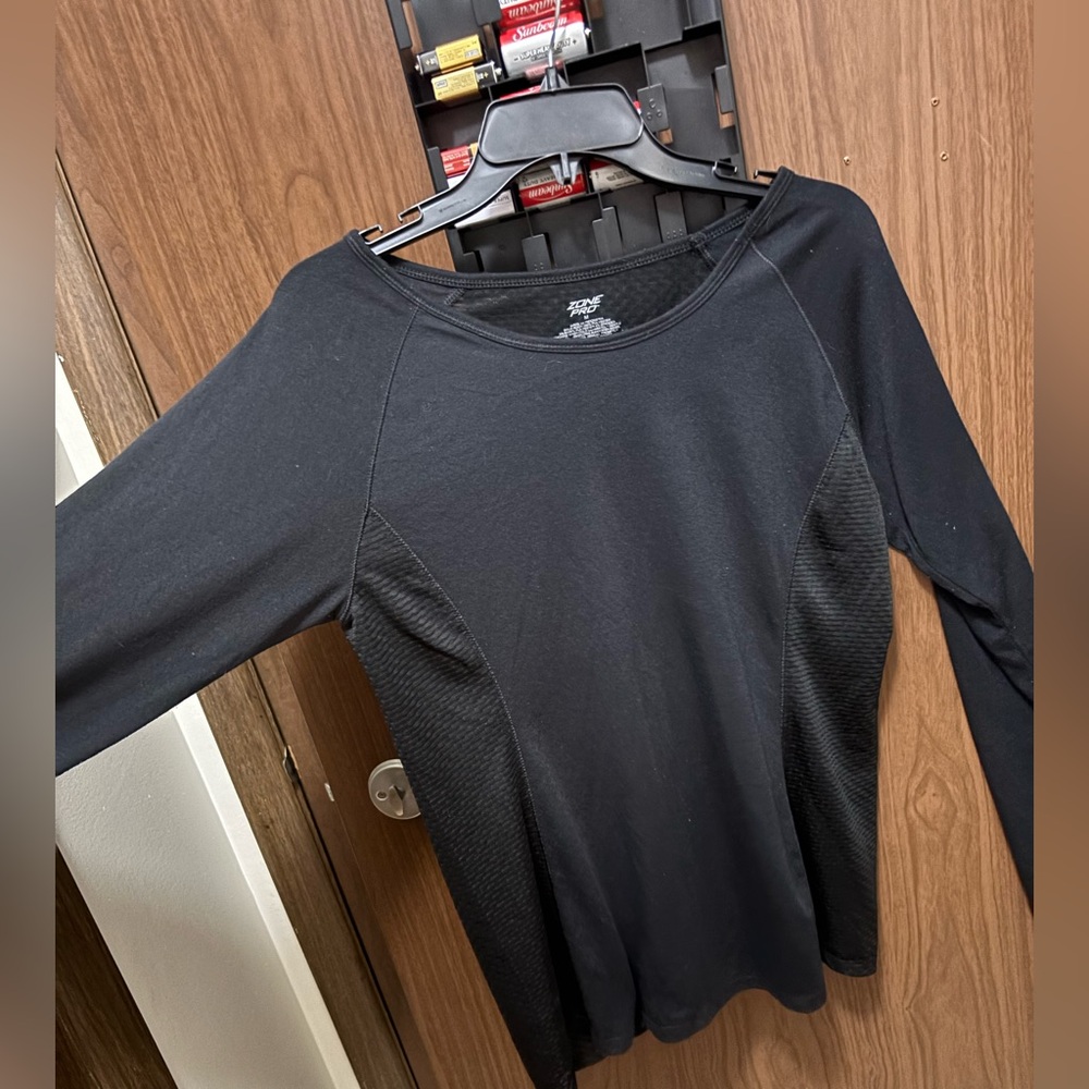 Zone Pro Black Long Sleeve Athletic Top Mesh Panel Medium